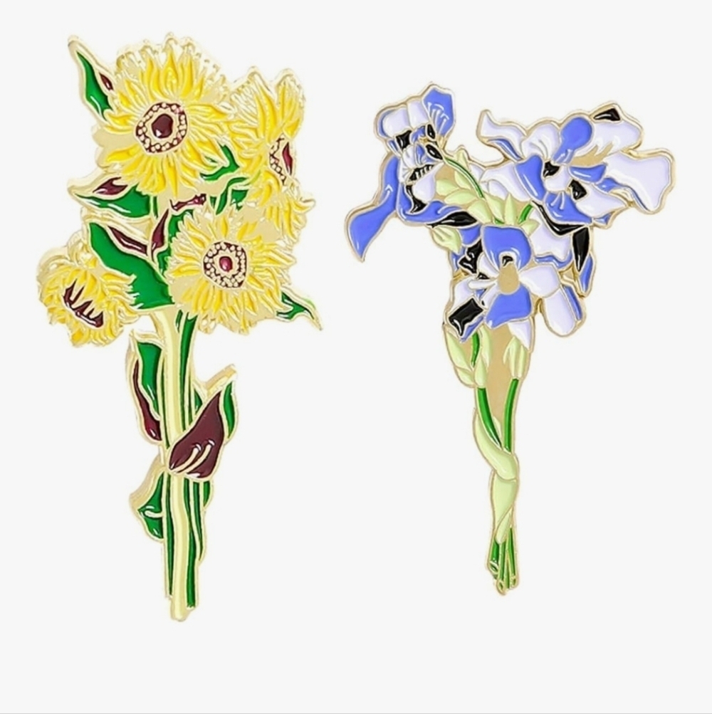 Floral Enamel Pin Set Two Pieces